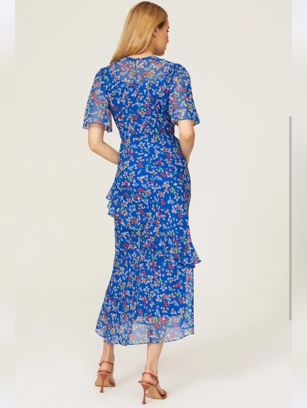 Saloni Vida Ruffled Dress 100% SILK Size 10 MSRP $695 - Picture 2 of 11